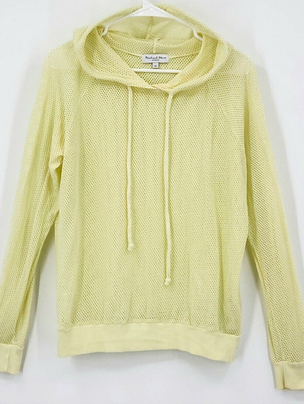Beach Hoodie Michael Stars Jo Mesh MSRP $128 Neon Yellow Size XS #EE6873 Sporty